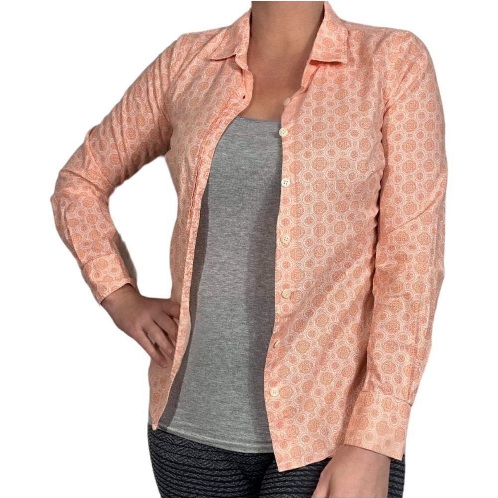 J.Crew Women's Orange Damask Long Sleeve Shirt